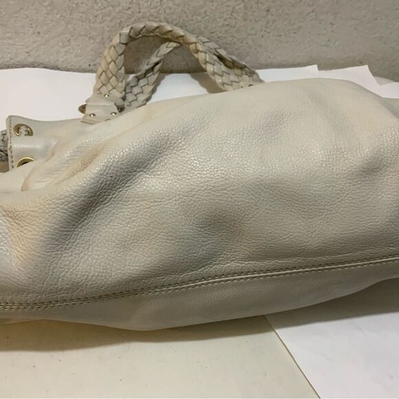 MICHAEL KORS Cream Pebbled Leather  Satchel Tote Bag  PEBBLE LEATHER WOVEN - Picture 9 of 15